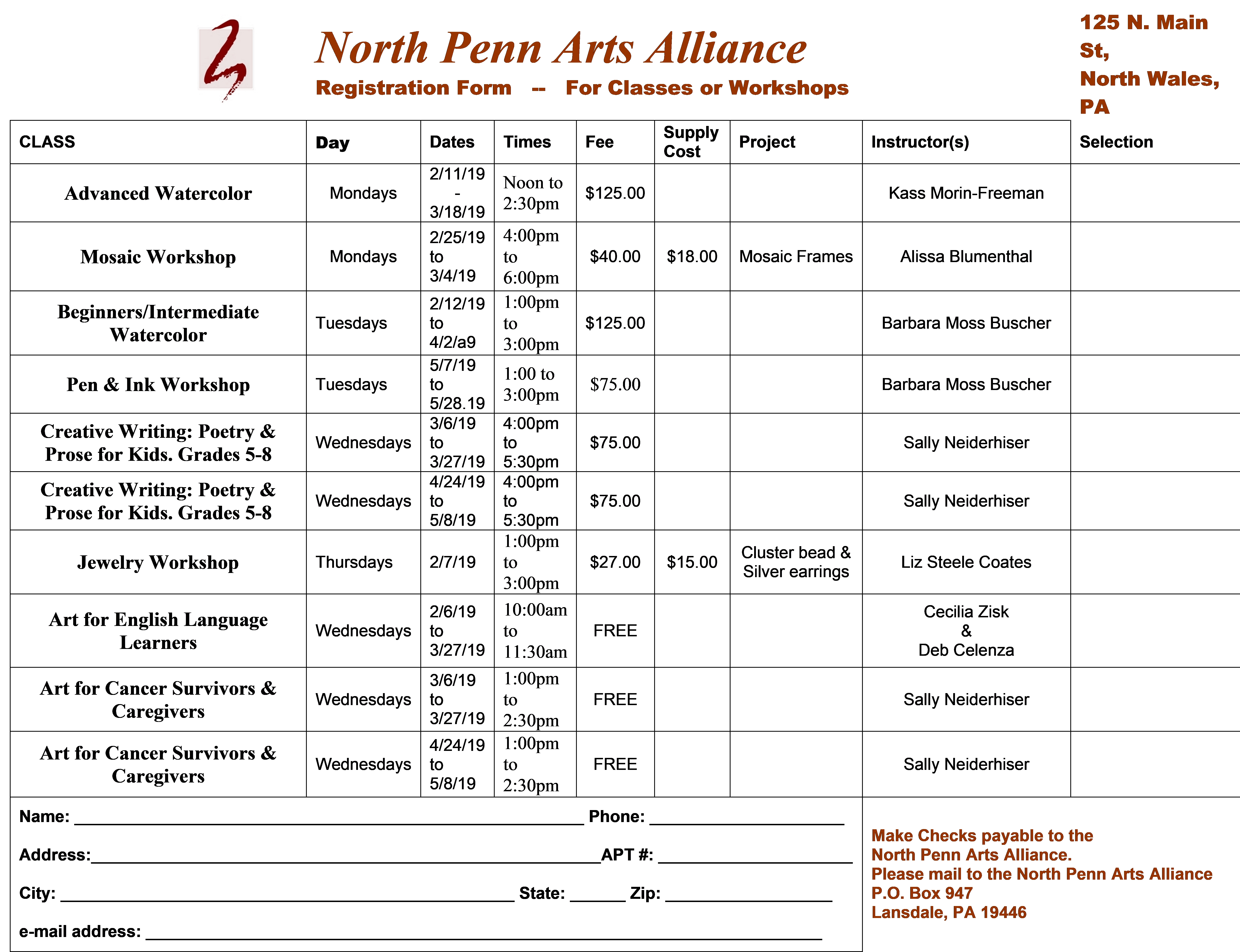 registration spring 2019